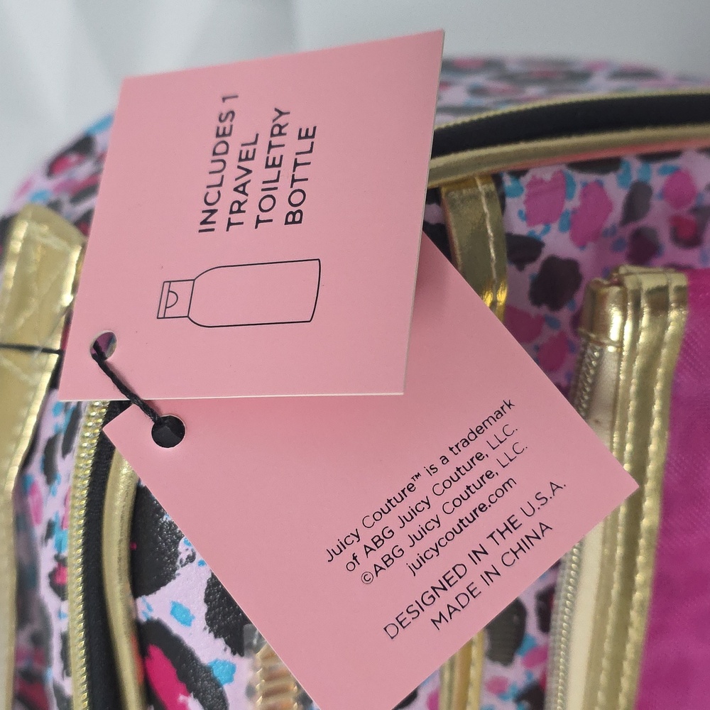 NWT Juicy Couture Pink and Gold Leopard Cosmetic Bag - Picture 5 of 6